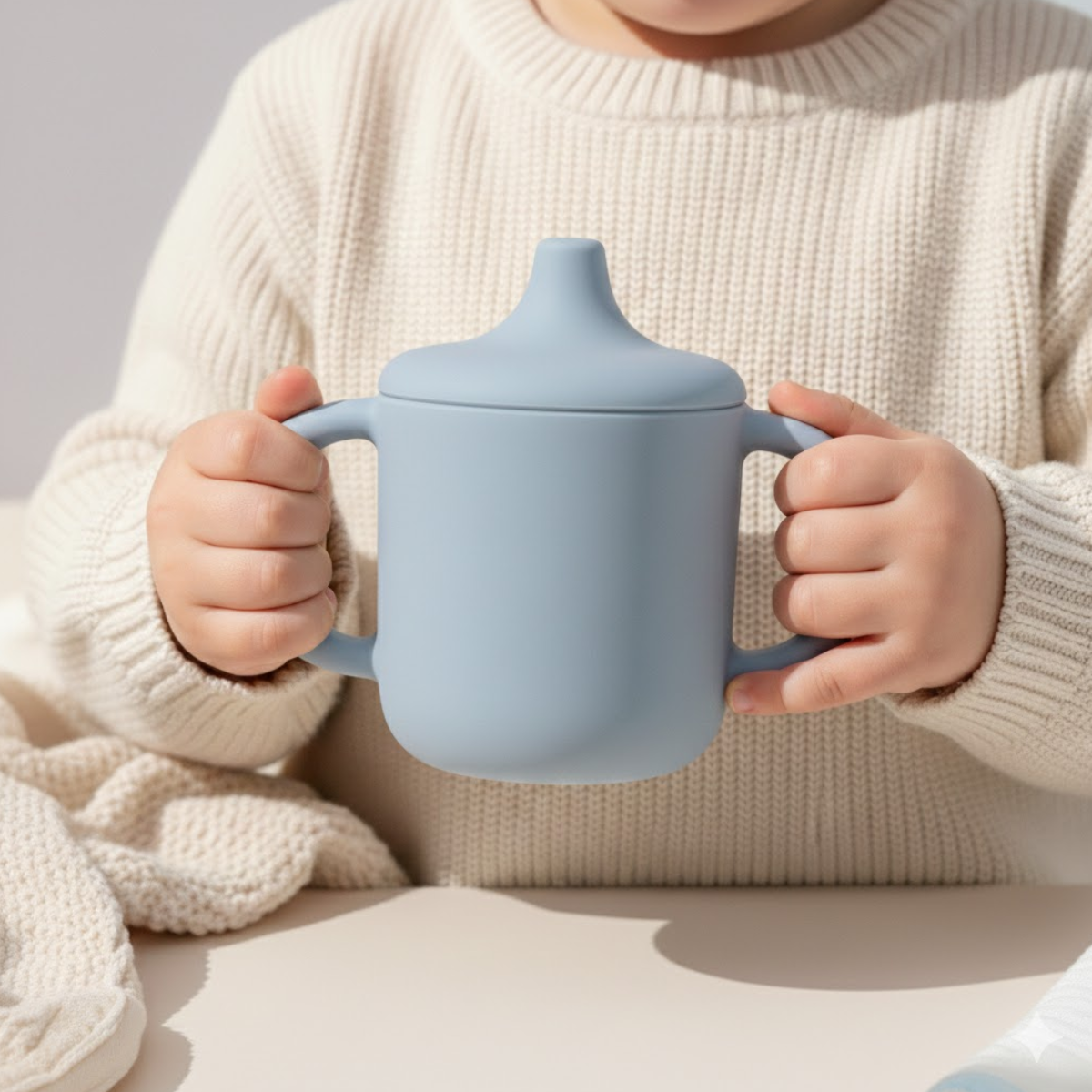 Copo c/alça Infantil em Silicone Azul