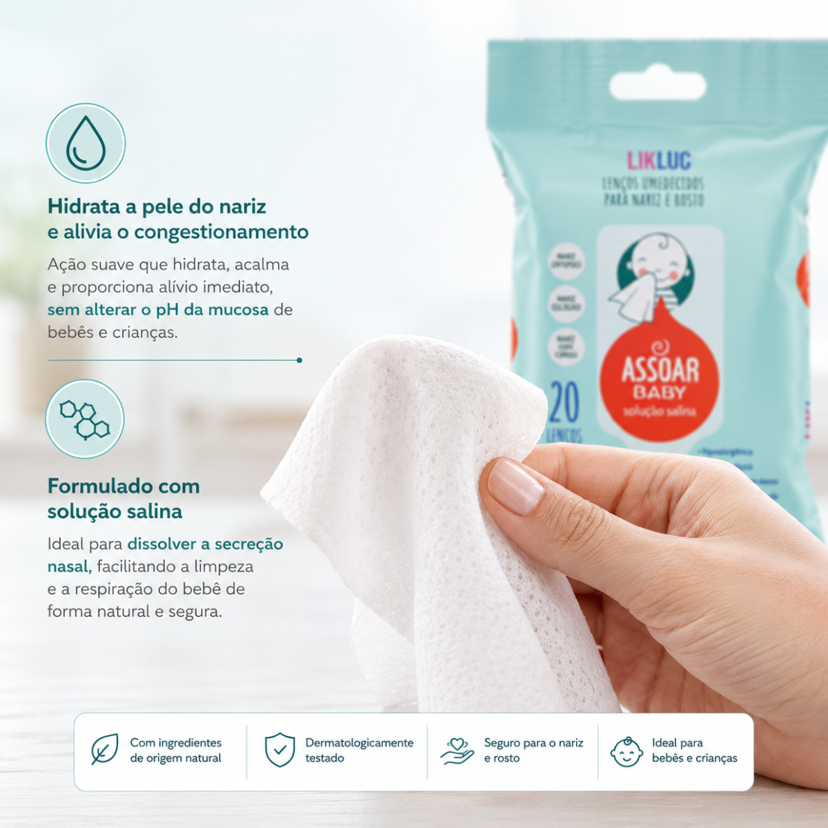 Lenço Umedecido Hipoalergênico para Bebê - Assoar Baby