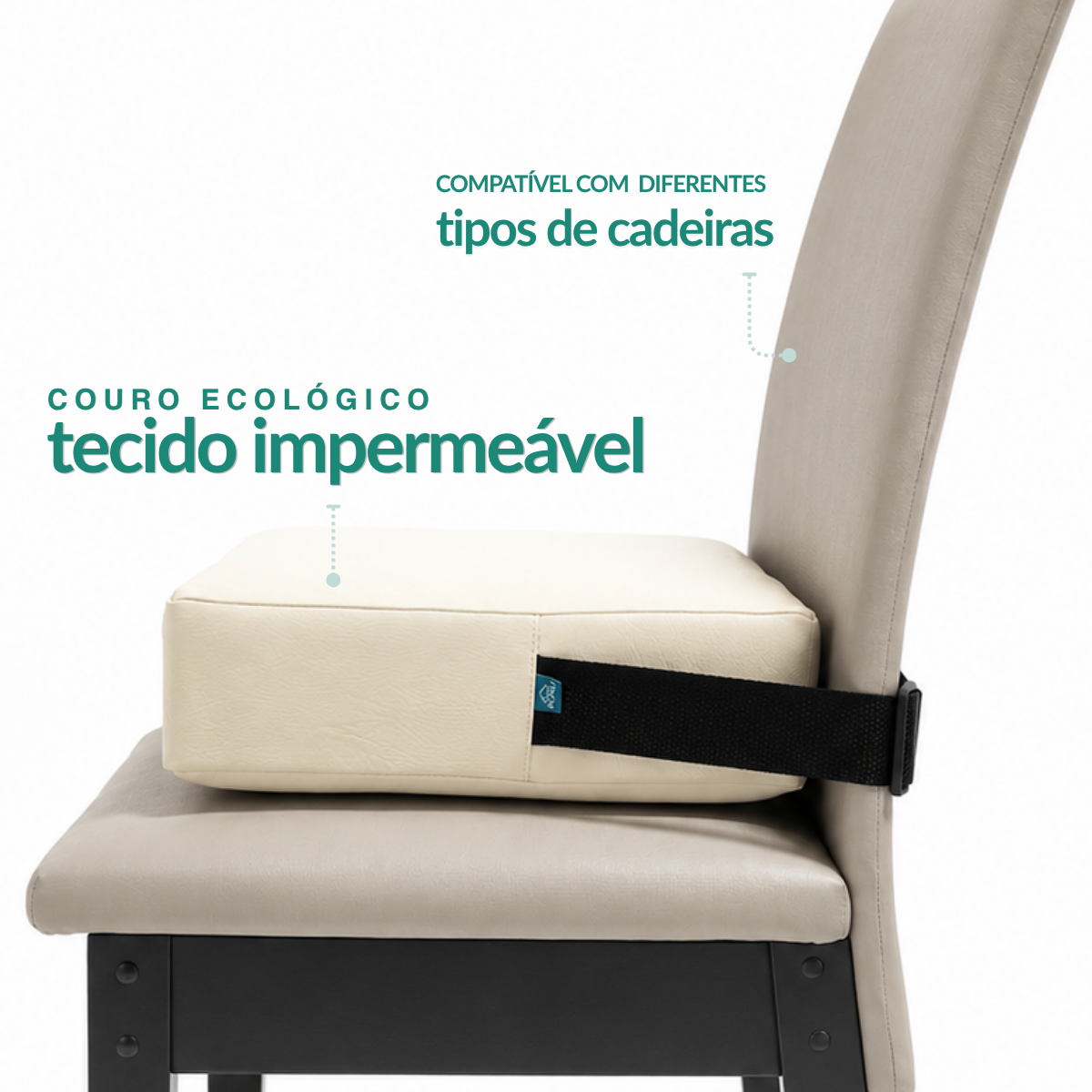 Assento de Alimentação e Elevação Quadrado Infantil - Offwhite