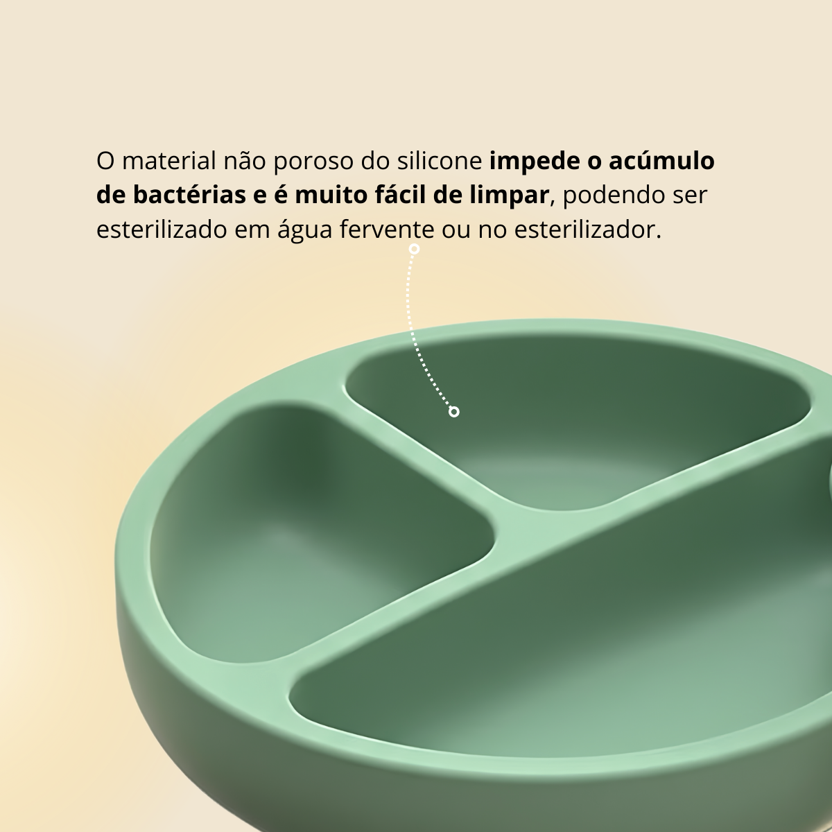 Prato Infantil em Silicone com Ventosa e Divisória Verde